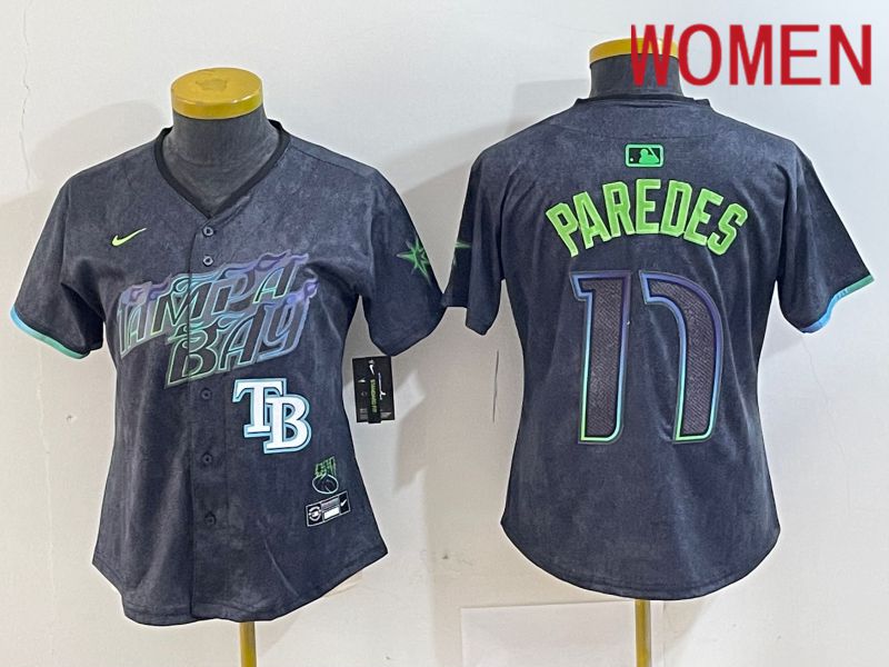 Women Tampa Bay Rays #17 Paredes Black City Edition Nike 2024 MLB Jersey style 4->women mlb jersey->Women Jersey